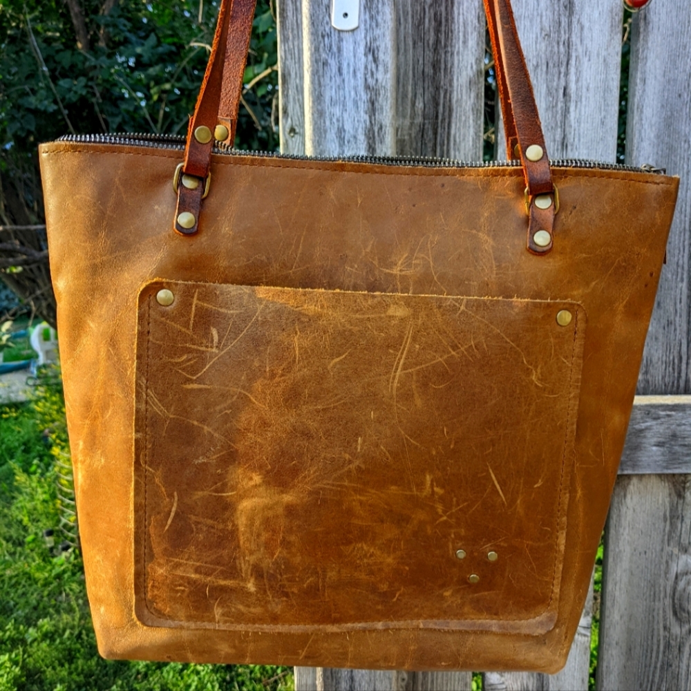 In Blue genuine leather shoulder bag
